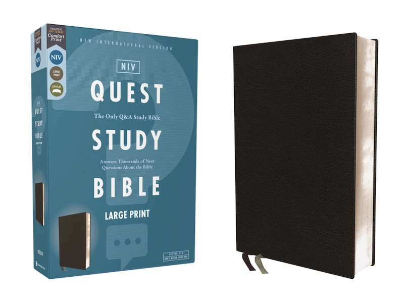 Front cover_NIV, Quest Study Bible, Large Print, Bonded Leather, Black, Comfort Print