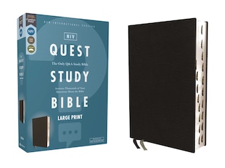 Couverture_NIV, Quest Study Bible, Large Print, Bonded Leather, Black, Thumb Indexed, Comfort Print