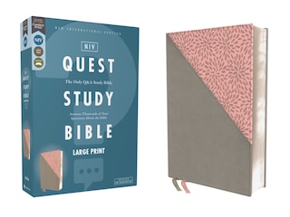 Front cover_NIV, Quest Study Bible, Large Print, Leathersoft, Gray/Pink, Comfort Print