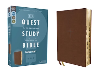 Front cover_NIV, Quest Study Bible, Large Print, Leathersoft, Brown, Thumb Indexed, Comfort Print