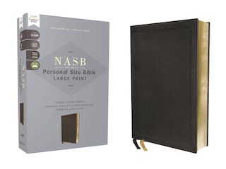 Front cover_NASB, Personal Size Bible, Large Print, Genuine Leather, Calfskin, Black, Red Letter, 1995 Text, Comfort Print