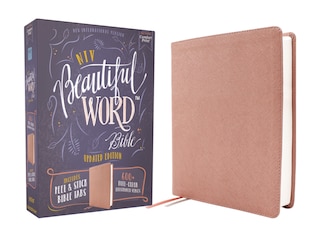 Front cover_NIV, Beautiful Word Bible, Updated Edition, Peel/Stick Bible Tabs, Leathersoft, Pink, Red Letter, Comfort Print