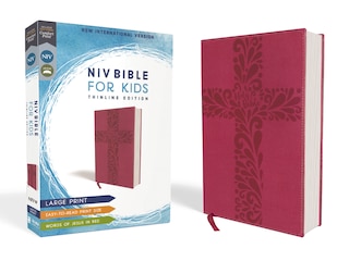 Front cover_Niv, Bible For Kids, Large Print, Leathersoft, Pink, Red Letter, Comfort Print