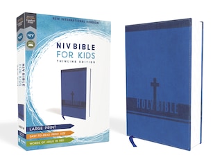 Front cover_Niv, Bible For Kids, Large Print, Leathersoft, Blue, Red Letter, Comfort Print
