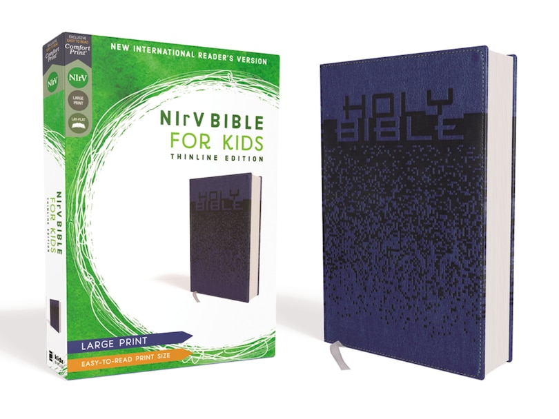 Front cover_Nirv, Bible For Kids, Large Print, Leathersoft, Blue, Comfort Print