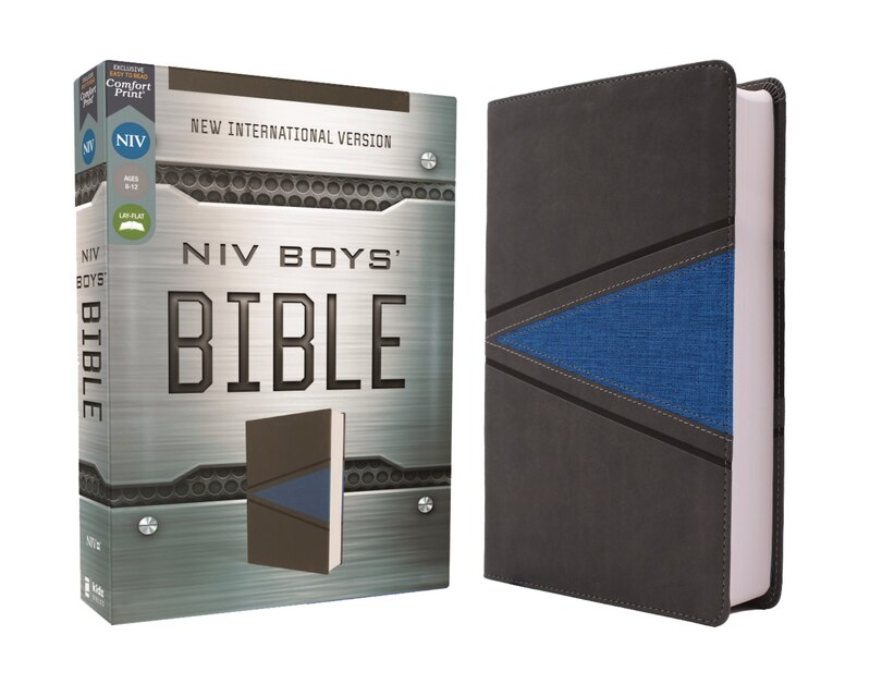 Couverture_Niv, Boys' Bible, Leathersoft, Gray/blue, Comfort Print