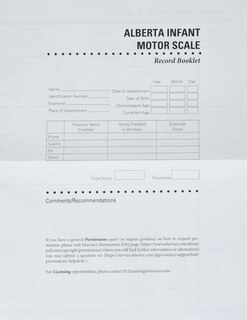 Front cover_Alberta Infant Motor Scale Score Sheets (aims)