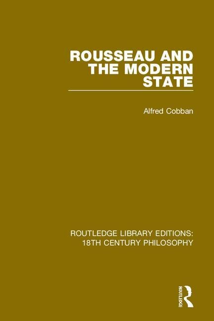 Front cover_Rousseau And The Modern State