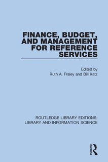 Front cover_Finance, Budget, And Management For Reference Services