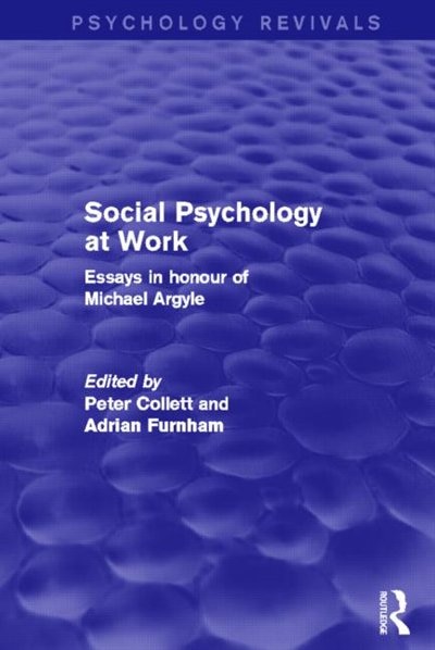 Couverture_Social Psychology at Work (Psychology Revivals)