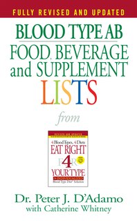 Couverture_Blood Type Ab Food, Beverage And Supplement Lists