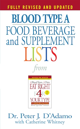 Blood Type A  Food, Beverage And Supplement Lists