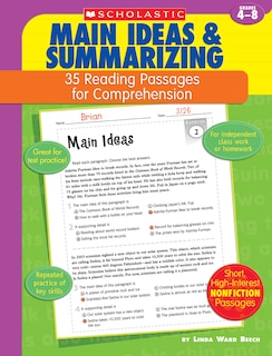 Front cover_Main Ideas and Summarizing: 35 Reading Passages for Comprehension: Grades 4-8