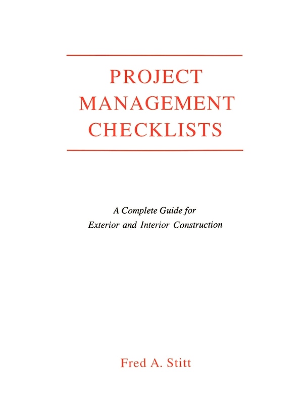Front cover_Project Management Checklist: A Complete Guide for Exterior and Interior Construction