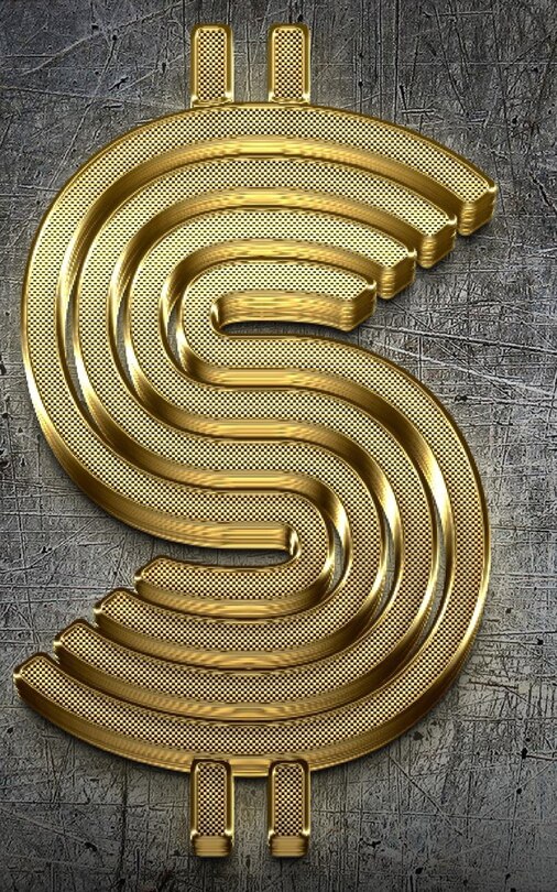 Front cover_Gold Bling Dollar Sign writing drawing Journal