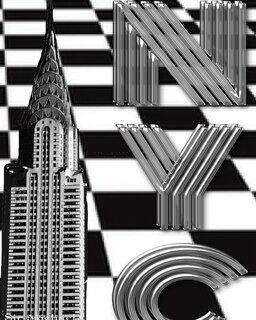 Front cover_checker board New York City Chrysler Building creative drawing journal