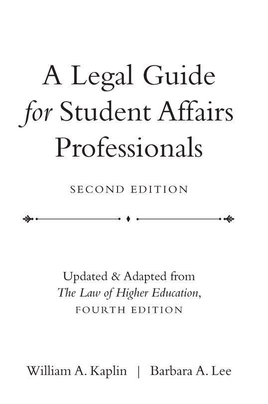 Front cover_A Legal Guide for Student Affairs Professionals