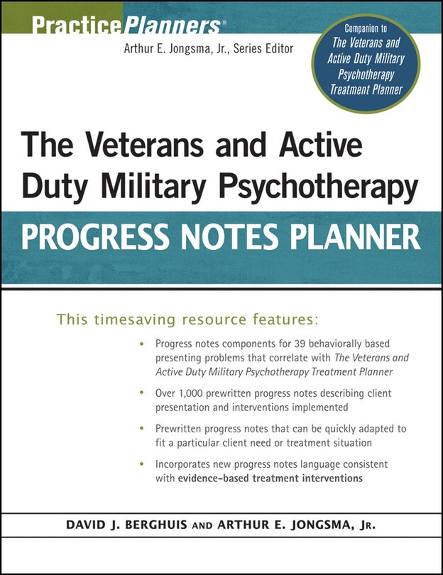 Front cover_The Veterans and Active Duty Military Psychotherapy Progress Notes Planner