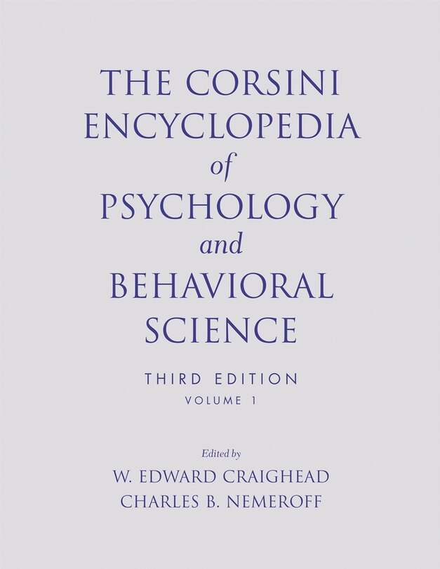 Couverture_The Corsini Encyclopedia of Psychology and Behavioral Science, Volume 1