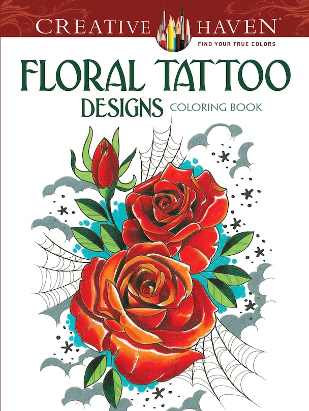 Front cover_Floral Tattoo Designs Coloring Book