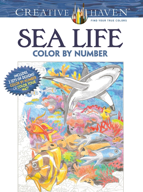 Front cover_Creative Haven Sea Life Color by Number Coloring Book