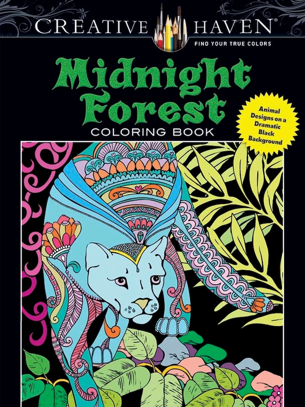 Front cover_Creative Haven Midnight Forest Coloring Book