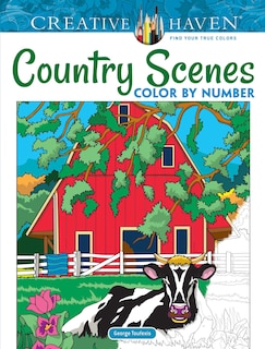Front cover_Creative Haven Country Scenes Color by Number Coloring Book