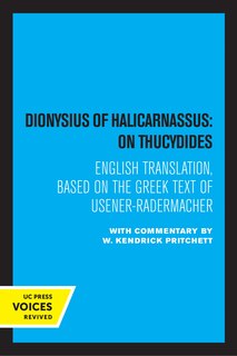 Front cover_Dionysius Of Halicarnassus: On Thucydides
