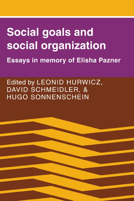 Front cover_Social Goals and Social Organization