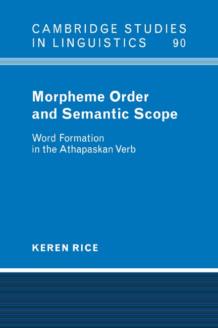 Front cover_Morpheme Order And Semantic Scope