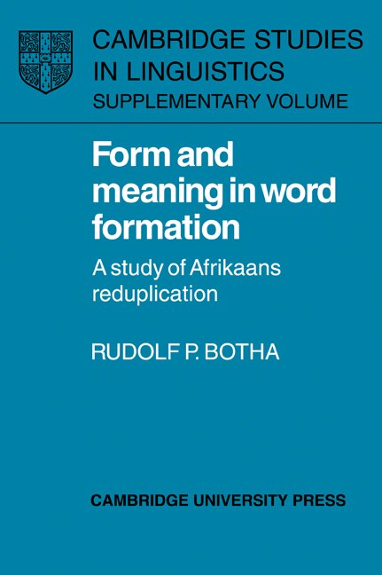 Front cover_Form And Meaning In Word Formation