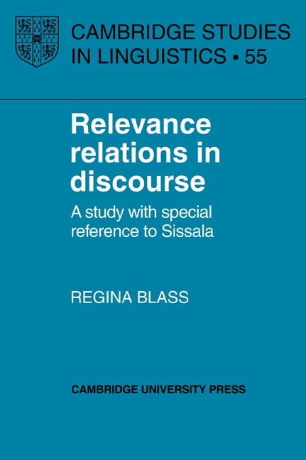 Front cover_Relevance Relations in Discourse