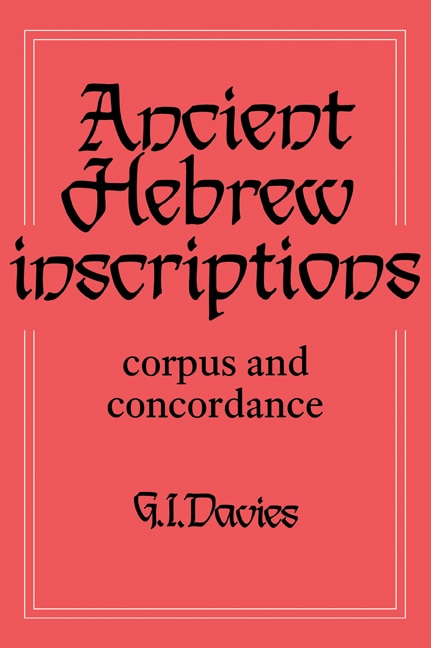 Front cover_Ancient Hebrew Inscriptions: Volume 1