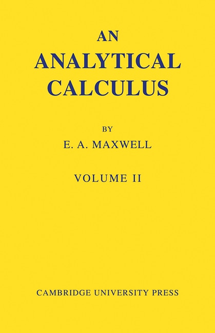 Front cover_An Analytical Calculus: Volume 2