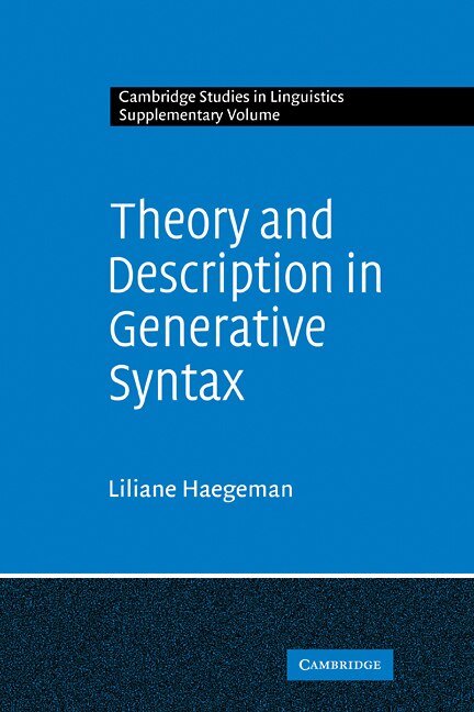 Front cover_Theory and Description in Generative Syntax