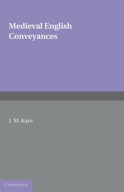 Front cover_Medieval English Conveyances