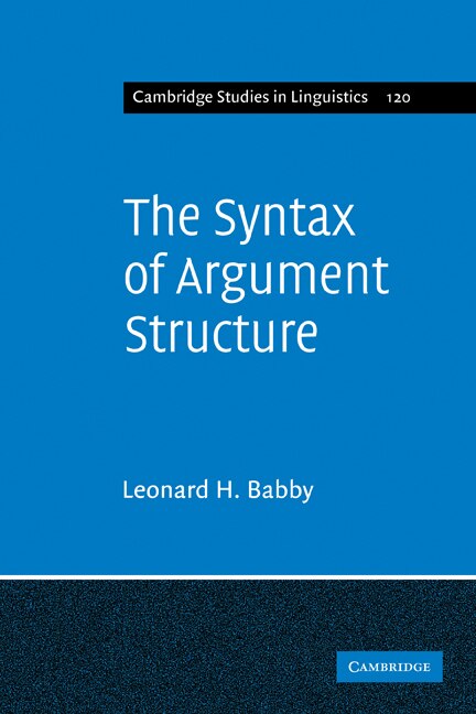 Front cover_The Syntax of Argument Structure