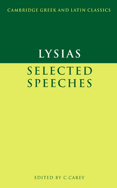 Front cover_Lysias: Selected Speeches