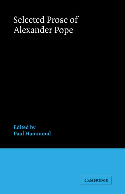 Front cover_Selected Prose of Alexander Pope