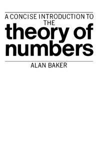 Front cover_A Concise Introduction To The Theory Of Numbers
