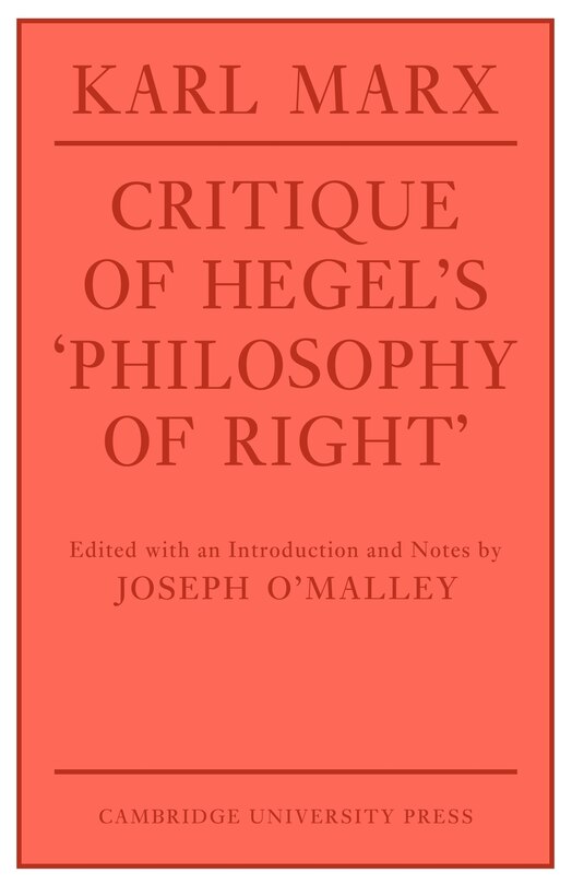 Front cover_Critique Of Hegel's 'philosophy Of Right'