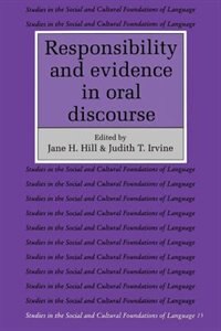 Couverture_Responsibility And Evidence In Oral Discourse