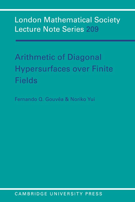 Front cover_Arithmetic of Diagonal Hypersurfaces Over Finite Fields