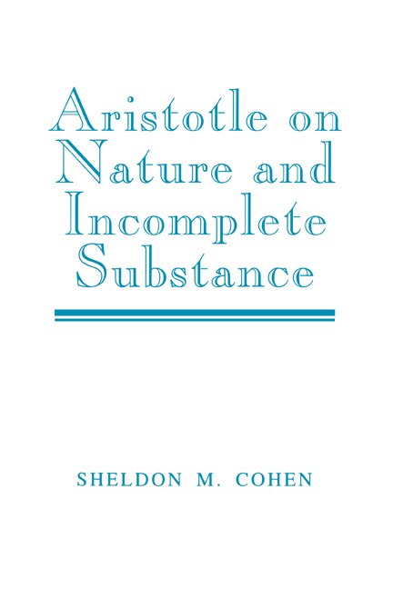 Front cover_Aristotle On Nature And Incomplete Substance
