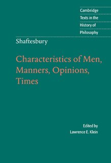 Front cover_Shaftesbury: Characteristics Of Men, Manners, Opinions, Times