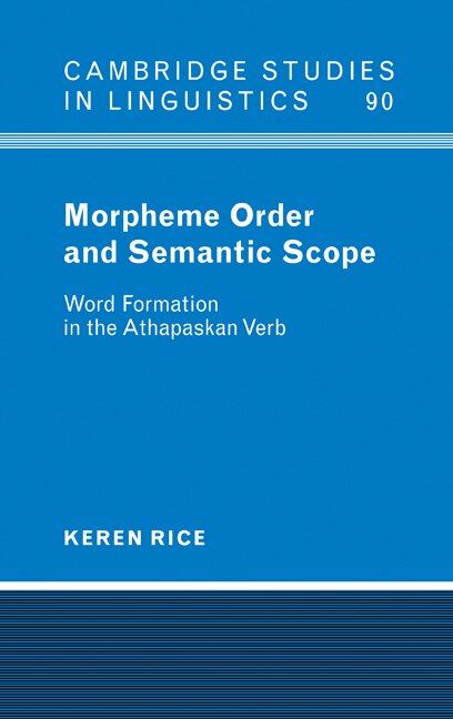 Front cover_Morpheme Order And Semantic Scope