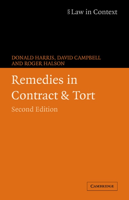 Couverture_Remedies in Contract and Tort