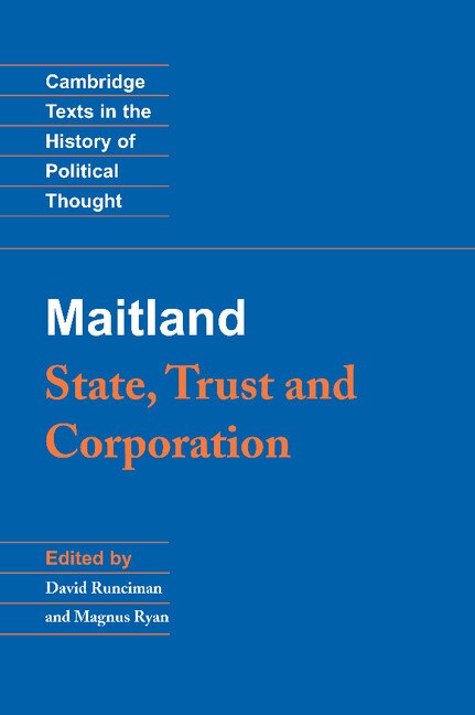 Front cover_Maitland: State, Trust and Corporation