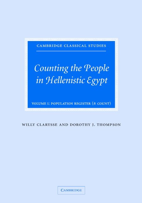 Front cover_Counting the People in Hellenistic Egypt: Volume 1, Population Registers (P. Count)