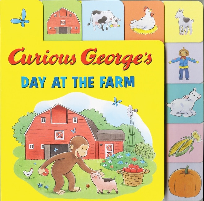 Front cover_Curious George's Day At The Farm Tabbed Lift-the-flaps